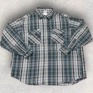 Vtg Carhartt Flannel Shirt Mens FITS 2XL Rugged Outdoor Green‎ Y2K 90's